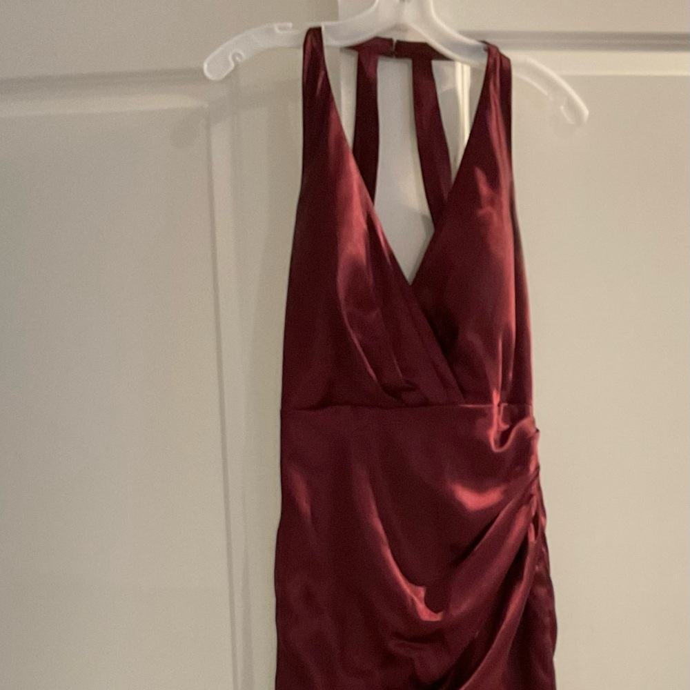 Bridesmaids Elegant Burgundy Evening Gown